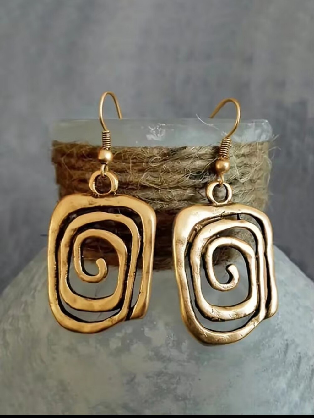 Bold Gold Spiral Drop Earrings